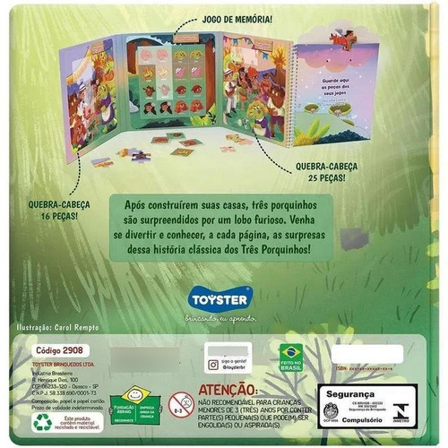 Livro Infantil Brinquedo - Os Três Porquinhos - Toyster