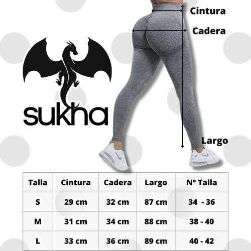 Calza Leggings Deportivo Push Up Corto Negro Sukha