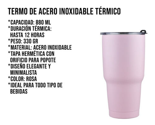 Imagen 3 de 10 de Vaso Termo Acero Inoxidable P/cafe 30oz Térmico Frío Calient
