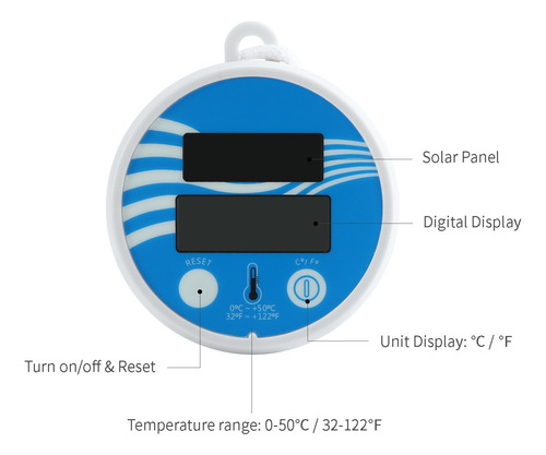 Termómetro Digital Flotante Para Piscina Con Energía Solar