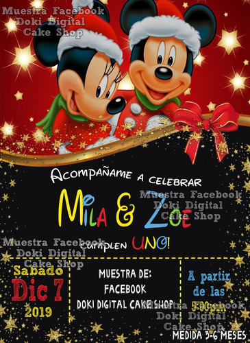 Invitación Video Tema Mickey Y Minnie Navidad