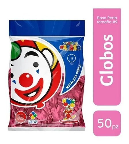 Bolsa De Globos Payaso Metálicos 50pz Rosa Latex #9