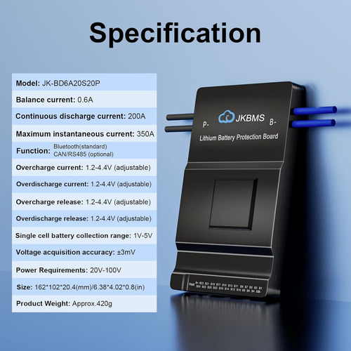 Bms Inteligente 8s-20s 200a Con Balance Activo Y Bluetooth P