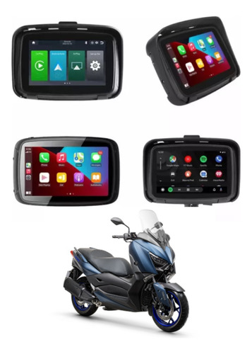 Carplay Android Auto Para Moto Xmax 2025 Navegador Gps Preto Apple Carplay /android Auto