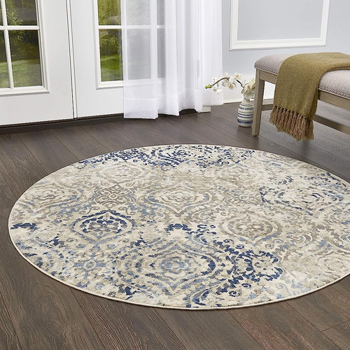 ~? Inicio Dynamix Melrose Audrey Area Rug, 5' Redondo, Marfi