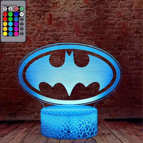 Bat Superhero 3d Illusion Satoru Led Anime Lámpara Mesa Rgb 