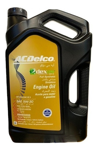 Lubricante Sintetico Acdelco 5w30 Dexos 1 Bidon 4 Lts 