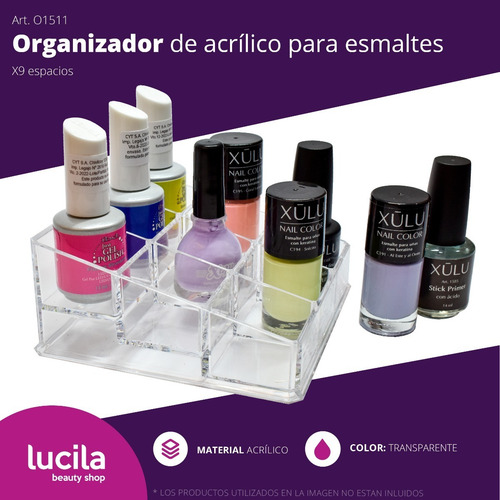 Imagen 4 de 6 de Organizador Acrílico Para Esmalte Maquillaje X9 Div O1511