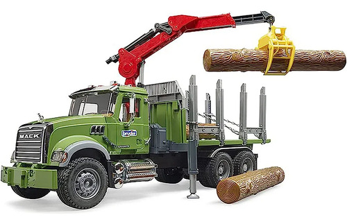 Camion Mack Granite C/grua + 3 Troncos Bruder