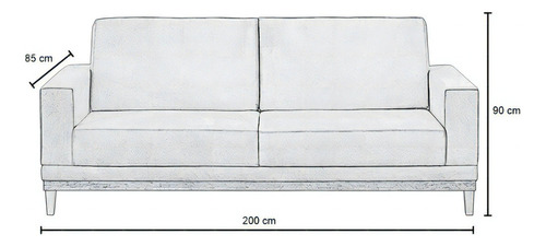 Sofá 200cm 3 Lugares Kayrós D05 Suede Bege - Mpozenato Cor Creme