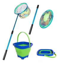 Comprar Red De Pesca Para Niños, Red De Aterrizaje Telescópica Con Mango De Poste De Aluminio, Cubeta Plegable Para Niños, Redes De Mariposa Para Niños, Red De Pesca Para Niños, Juego Al Aire Última