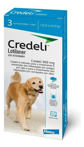 Antipulgas Carrapatos Credeli 03 Comprimidos Caes 22 A 45kg