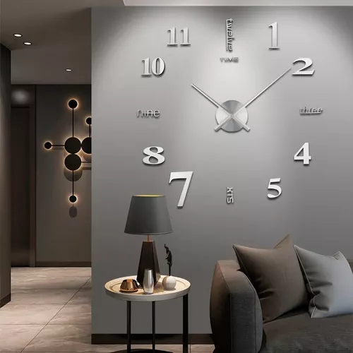 Reloj de pared grande sin marco, relojes gigantes, pegatina de