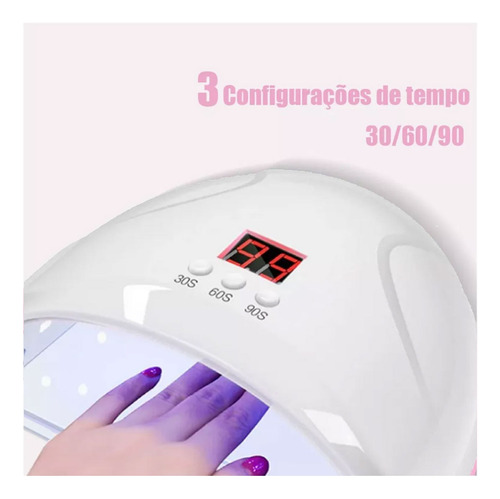 Cabine Led/uv Unha Manicure Gel Acrigel Branca