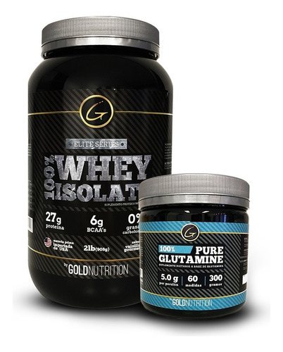 Proteina + Glutamina - Whey Isolate 2lb + Glutamine 300g Sabor Vainilla Gourmet + Sin Sabor