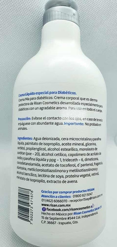 Crema Mía Corporal Para Diabéticos 500ml Natural