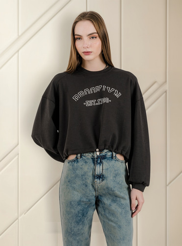 Polera Crop Loa Oversize - Gris