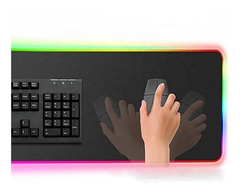 Imagen 1 de 10 de Mousepad Gamer Rgb Led Alfombrilla Mouse Tapete Usb 800x300