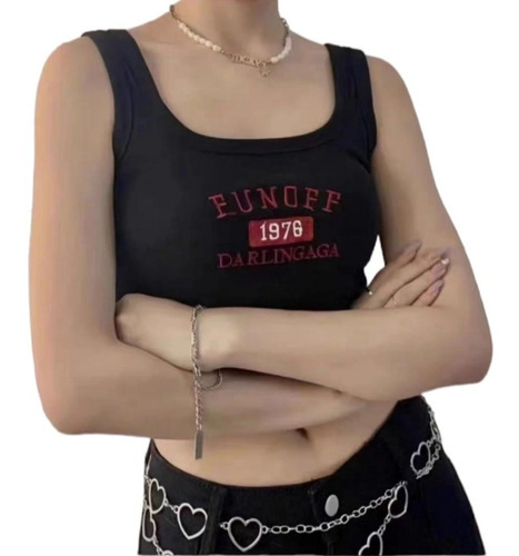 Crop Top Musculosa 1976 Mujer Algodón Con Relleno