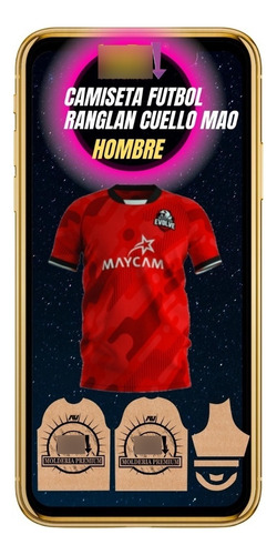 Molderia Digital Camiseta Ranglan Fútbol Cuello Mao