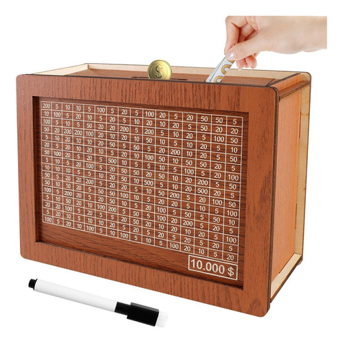 - Cash Vault Caja De Ahorros De Madera, Con Blanco Y Números