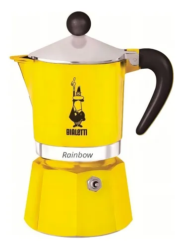 Cafetera Bialetti Rainbow 3 Cups automática amarilla italiana