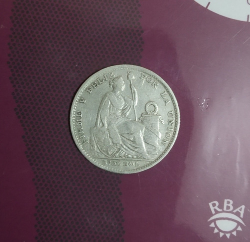 Moneda 1/5 De Sol Plata 9 Decimos Finos 1896 