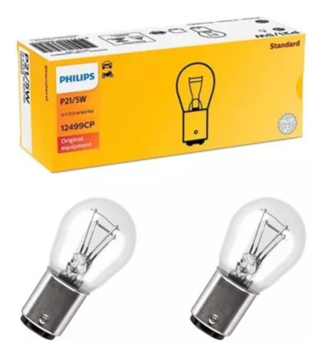 Par Lampada 2 Polos Luz Freio Lanterna P21/5w 12v Philips