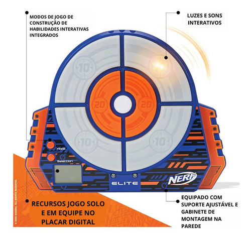 Objetivo digital Nerf Ner0156 Elite Strike Score para niños, color gris, objetivo digital de ataque y puntuación