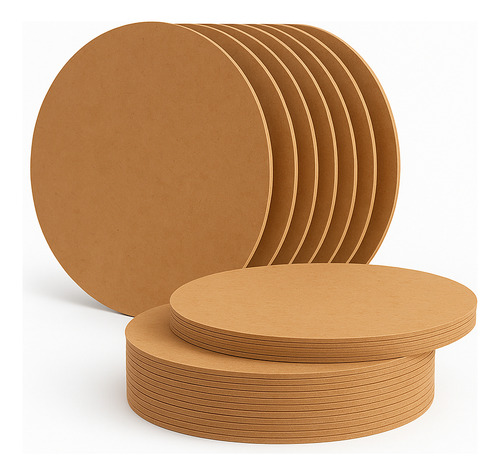 Kit 50 Supla Sousplat 35x35 Cru Circulo Base Mdf 2.5mm