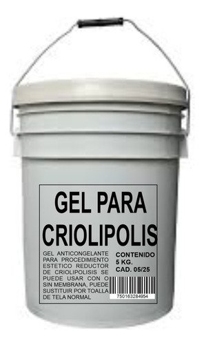 5 Kg Gel Criolipolisis No Mas Membranas Rinde 40 Sesiones