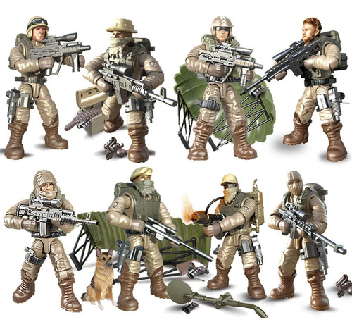 8 Piezas 1/35 Figuras De Acción De Soldado Articuladas .