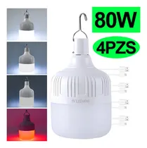 Comprar Color Luz Blanca 5v Pack 4 Lámpara Portatiles Recargable 80W Emergencia Usb Lámpara Foco Led 8cm* 13.5cm Blanco Frio 4 Modos Luz Rojo\u002Fblanco De Iluminación Led Luces De Emergencia
