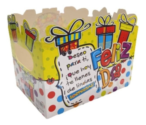 Caja Carton Ancheta Feliz Día Amor Arreglo Globo Cumpleaños