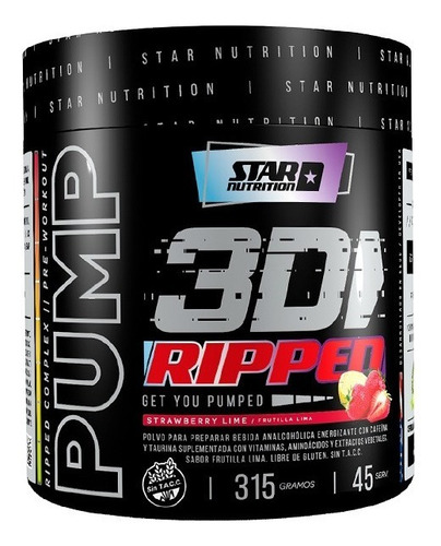 Pump 3d Ripped 45 Serv Star Nutrition Pre Entreno + Quemador
