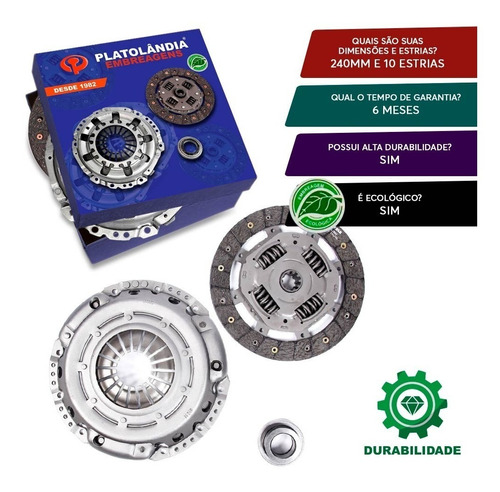 Kit Plato Disco Rolamento S10 2.2 8v 1995 96 1997 98 99 2000