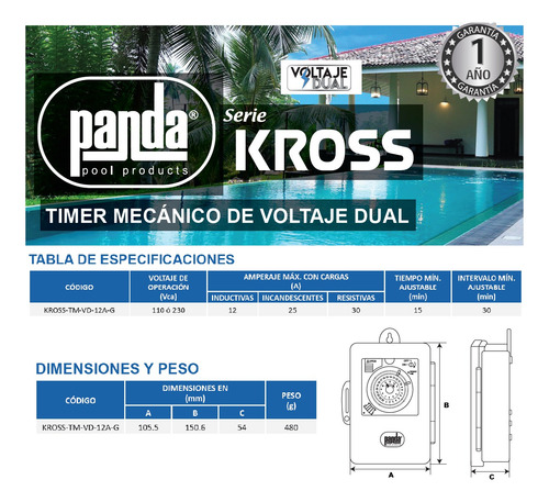 Timer Reloj Kross Mecanico Voltaje Dual Ideal Albercas