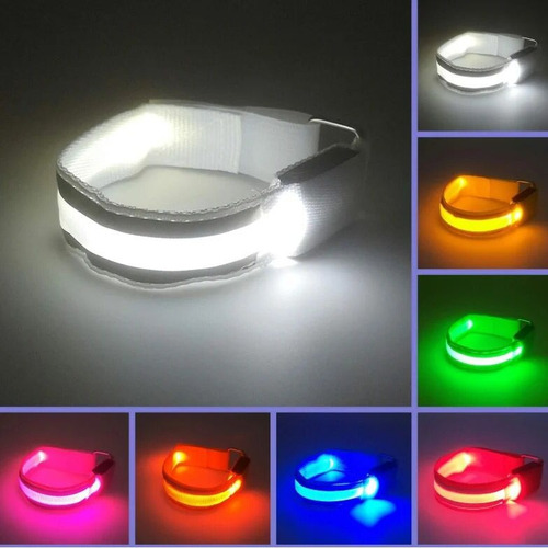 Brazalete Luz Led Correr Ciclismo 3 Modos De Luz Par Color Rojo