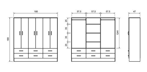 Closet Cic Maipo 6 Puertas 6 Cajones 180 Cm Wengue