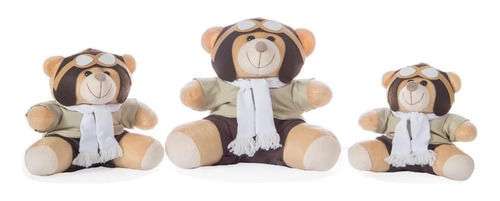 Urso Pelúcia Aviador Branco 3 Un