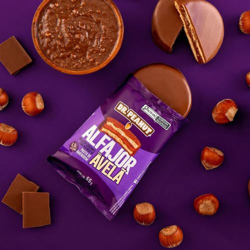 Alfajor Dr. Peanut Whey 12un Avelã Doce De Leite Brigadeiro