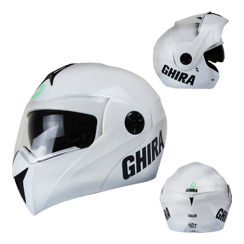 Casco Abatible Para Moto Ghira Gh1000 Solid Blanco