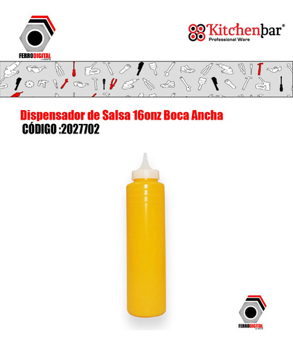 Imagen 2 de 4 de Dispensador Salsa 16onz. Boca Ancha, Amarillo
