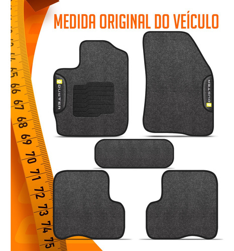 Jogo Tapetes Carpete Duster 16 A 18 Grafite 5 Peças Com Logo