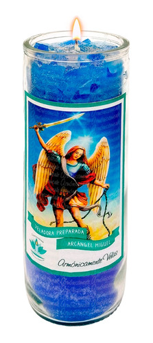 Veladora Arcángel Miguel (azul) Protección, Justicia Aroma