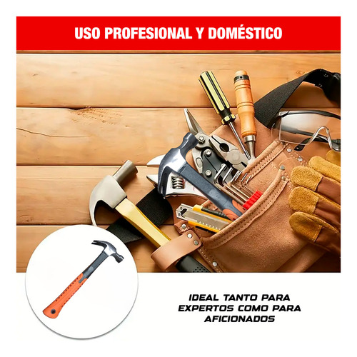 Martillo Carpintero Resistente Mango Fibra Madera 34cm