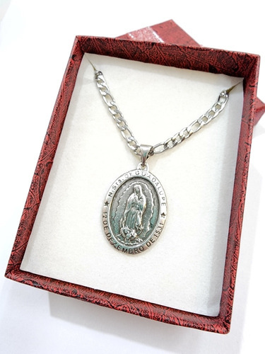 Virgen De Guadalupe Baño En Oro 18k Con Cadena 