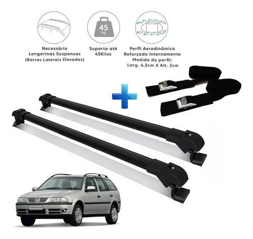 Rack De Teto Travessa Vw Parati 2003 Preto + Brinde