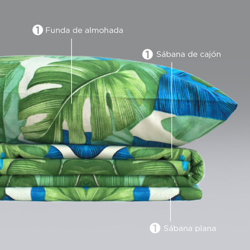 Sábana De Franela Individual Algodón 100% Algodón Zantelo Verdo Estampado