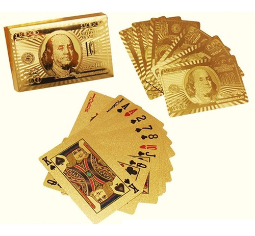Mazo De Cartas Poker Doradas Naipes Ultra Finos Estilo Oro